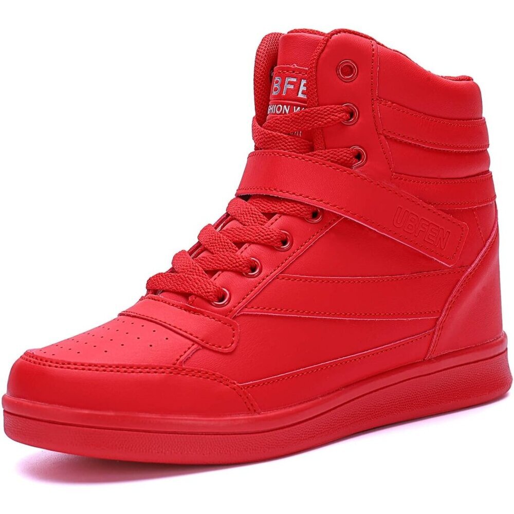 Ubfen Women's Red Hidden Wedges Platform Heel High Top Casual Sports Sneakers